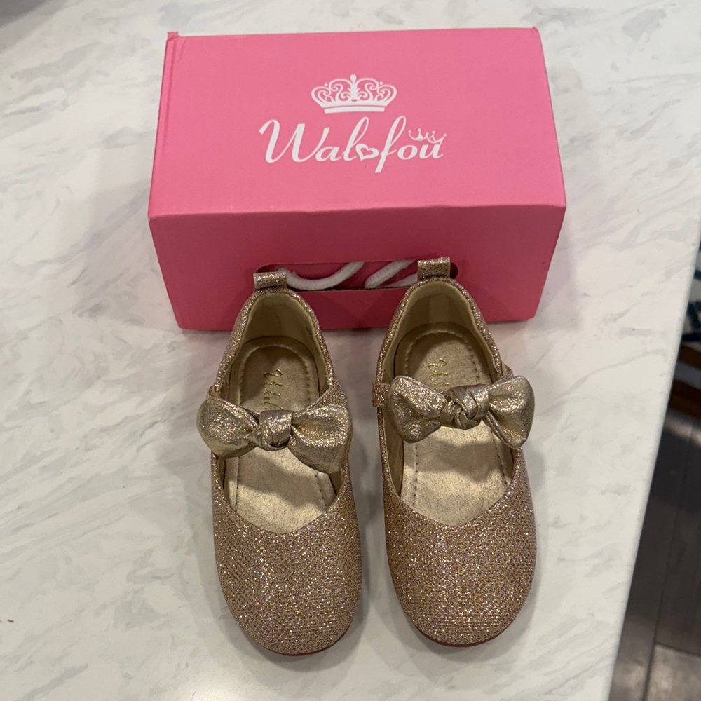 Gold Glitter Kids Dress Shoes